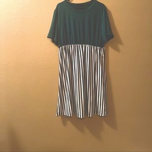 Shein Plus Stripped Spliced A-Line Dress